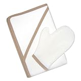 Tadpoles Organic Cotton Hooded Towel and Mitt - Brown Trim