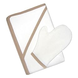 Tadpoles Organics Hooded Towel & Mitt Set, Cocoa