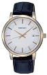 Seiko #SGEF96 Men's Gold Tone Leather Strap Casual Analog Dress Watch