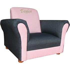 Personalized Upholstered Children Original Chair - Gingham/denim