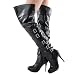 Furge81 Jewel Buckled Thigh High Boots BLACK
