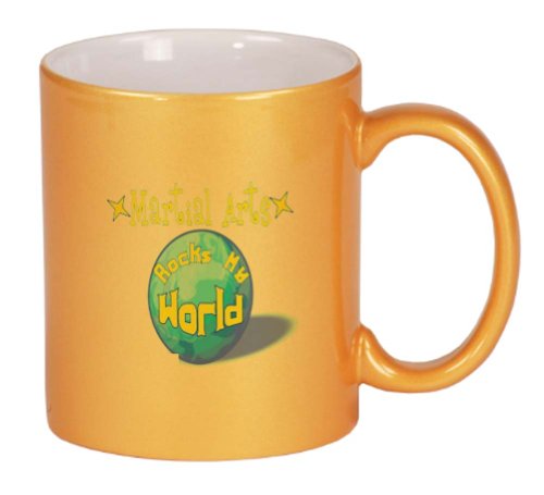 Martial Arts Rock My World Coffee Mug Metallic Gold 11 oz
