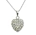 Sterling Silver 925 Clear CZ Heart Bow Locket Pendant w/chain