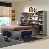 Twin Hillsdale Universal Youth Bookcase Storage Platform Bed And Wall Storage In Navy And Silver Finish