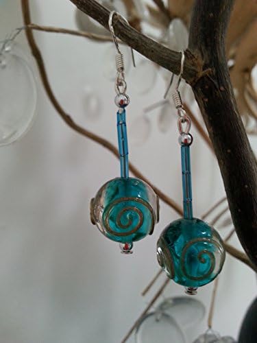 Blue glass lampwork drop earrings
