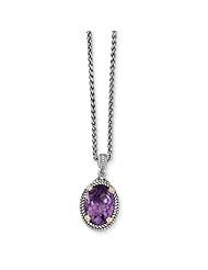 SS 14k Yellow Gold 4.25 Amethyst 18in Vintage Style Necklace 4.25ct