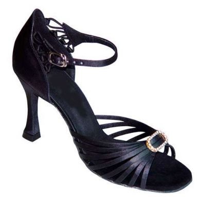 Wedding Shoes: Dance Shoes - Ballroom Latin Dancing Shoe Monique Black Satin 3.5Inches  Heel-Featherlite Wedding Shoes-Featherlite Wedding Shoes: Dance Shoes - Ballroom Latin Dancing Shoe Monique Black Satin 3.5Inches  Heel