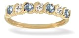 14K Yellow Gold Genuine Round Aquamarine and Diamond Ring