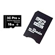 3C Pro 16GB 16G microSD microSDHC Memory Card Class 4 with Memory Stick Pro Duo MSPD Adapter - Bulk