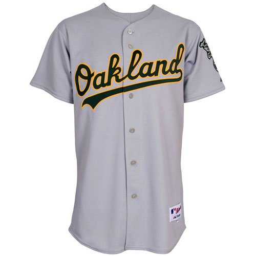MLB Men's Oakland Athletics Six Button Authentic Road Jersey (Road Gray, 44/Large)