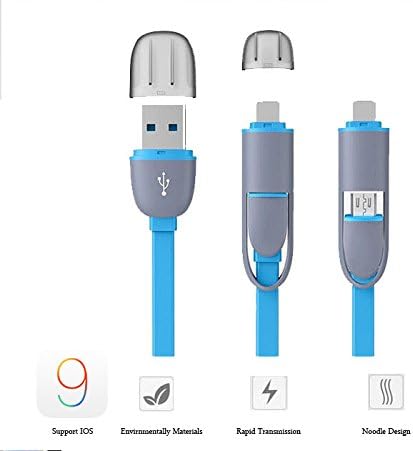 R U Okey 2 in 1 Usb Cell Phone Data/charging Cable for Iphone Ipad and Adapter As Mirco USB Devices (PINK)