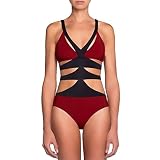 Spring Fever Women's Bandage Strappy Cut Out Bathing Suit One Piece Monokinis Red M (US:2)