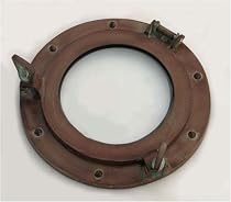 Aluminum Porthole Window w/Brown Antique Finish 9": Maritime Nautical Decor