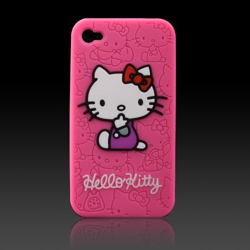 Hello Kitty Embossed Pink “Flexa” silicone case cover for Apple iPhone 4 4G 4S