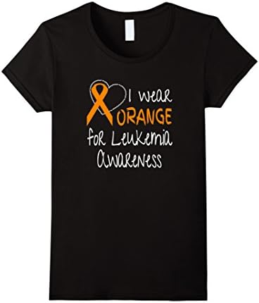Women's I Wear Orange For Leukemia Awareness Ribbon T-Shirt Tee Top XL Black