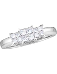 0.50CTW DIAMOND LADIES RING WITH 4STONE PRINCESS-CUT CENTER