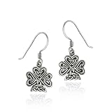 Sterling Silver Celtic Clover French Wire Drop Earrings