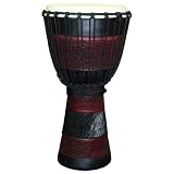 Red Black African Djembe, 23-24" Tall x 11-12" Head
