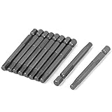 uxcell 六角ドライバービット 磁気 シルバーグレー 6mm六角シャンク ハンドツール 10個入り