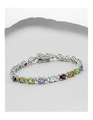Gem Stones Bracelet In 92.5 Sterling Silver