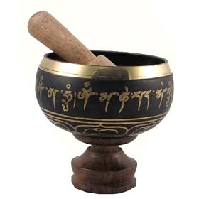 Tibetan 5 Inch Om Black Singing Bowl