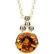 14K Yellow Gold Citrine and Diamond Pendant