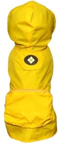 Fab Dog Pocket Travel Dog Rain Jacket, Yellow Argyle, Medium