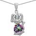 CandyGem 14k Gold Plated 925 Sterling Silver Dog Pendant with Genuine Heart Shape Mystic Topaz