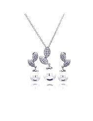 Nickel Free Sterling Silver Pendant & Earring Sets Hanging Pearl Matching Set Pendant Length: 17.2mm Width:6.17mm Pearl Diameter: 11.9mm Earring Length: 14.77mm Width: 5.33mm Pearl Diameter: 10mm