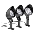 Malibu 3-Pack Solar Landscape Plastic Flood Light Set with Remote Panel, Textured Black #LZ413