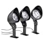 Malibu 3 Pack Solar Landscape Plastic Flood Light Set with Remote Panel, Textured Black #LZ413
