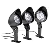 Malibu 3-Pack Solar Landscape Plastic Flood Light Set with Remote Panel, Textured Black #LZ413
