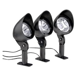 Malibu 3 Pack Solar Landscape Plastic Flood Light Set with Remote Panel, Textured Black #LZ413