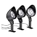 Malibu 3-Pack Solar Landscape Plastic Flood Light Set with Remote Panel, Textured Black #LZ413