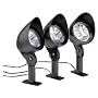 Malibu 3-Pack Solar Landscape Plastic Flood Light Set with Remote Panel, Textured Black #LZ413
