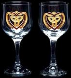 Celtic Glass Designs Set of 2 Hand Painted Wine Glasses in a Celtic Trinity Heart Design.
