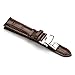 iStrap 24mm Genuine Leather Watch Band Padded Deployant Croco Strap for Men Women - Brown 24