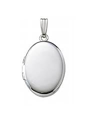 14k White Gold Oval Locket 5/8 inch x 3/4 inch Solid 14K White Gold