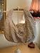 Designer Look Handbag G cream and beige with Snakeskin and silver flapover with clasp . zip shoulder bag- similar to guess design