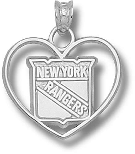 Sterling Silver New York Rangers Logo Heart Pendant