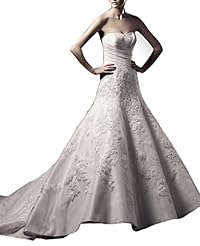 Junior Satin Sweetheart Vintage Applique Lace Wedding Dress 