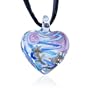 Murano Glass Blue Zigzag Line Heart Pendant
