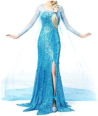 Kmvei Princess Snow Queen Elsa Fancy Style Dress Cosplay Costume-Female-X-Large