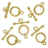 Real Gold Plated Twisted Toggle Clasps 11.5mm (5 Sets)