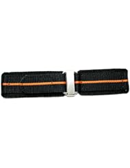 Orange Stripe Double Layer Canvas Velcro Watchband with Stainless Steel Buckle 20mm Long