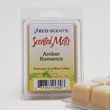 2-Pack Amber Romance - EcoScents Scented Wax Melts - Seductive. Alluring. Romantic. Exotic. A lush and romantic bouquet of blackberry laced with warm, sensual undertones of sandalwood, vanilla, and musk. Maximum scent load delivering 120+ hours of fragrance.