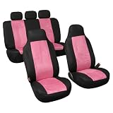 Suede Car Seat Cover Full Set Fb105 Pink/black 115
