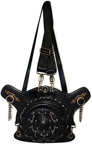QUY Rock Leather &amp; Vintage Gothic Retro Steampunk Handbag Shoulder Bag Coin Purse Skull Pocket Motorcycle Rivet Bag (SL003)