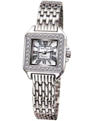 Gemorie Women Fashion Square Shape Cubic Zirconia Watch with Steel Band in Rhodium Plating (129013)