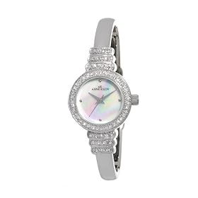 AK Anne Klein Women's Silver-Tone Swarovski Crystal Accented Watch #108387MPSV